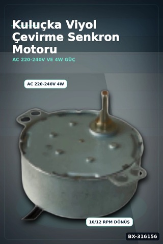 Kuluçka Motoru 50 Tyz 10/12 Rpm Yumurta Viyol Çevirme Makinesi Motor Parçası Bx-316156
