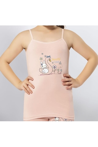 Kota 3408 Kız Çocuk Renkli Baskılı İp Askılı Atlet 12 Adet 001