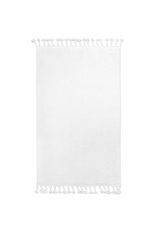 DijiDekor Beyaz Post Dokuma Halı Saçaklı Peluş Yumuşacık Kaymaz Antibakteriyel