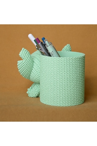 3d Baskı Knitted Kalemlik - Sevimli Karakterli Masaüstü Kalem Organizeri-mint Çok Renkli