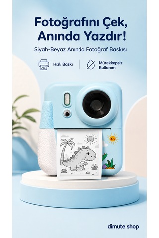Dimute Shop CMR92 Dijital Fotoğraf Makinesi Çocuk Termal Resim Kağıt Baskılı Yazıcı Kamera Video Makinesi