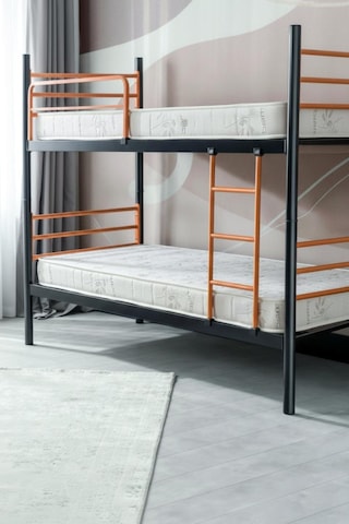 Einstein Metal Ranza + 2 Adet Bambo Yatak 90x190 Cm Tek Kişilik Yataklı Ayrılabilir Metal Ranza 90 x 190