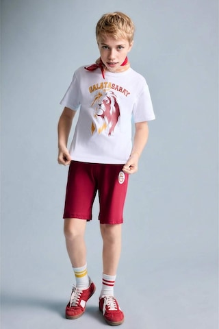Defacto Galatasaray Kısa Kollu Pijama Üst Şort Pijama Alt 2li Pijama Takımı Erkek Çocuk H7511a826hswt34 Beyaz-wt34