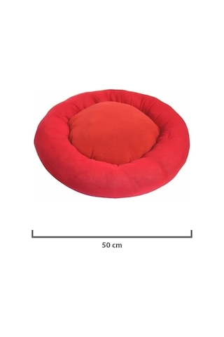 Pribor Kedi Tırmalama Tahtası 40 Cm Ve Kedi Simit Yatağı 50 Cm Çap Polar 2' Li Set Bordo-kırmızı