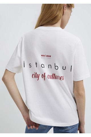 Mavi - İstanbul Baskılı Beyaz Tişört 1613737-620