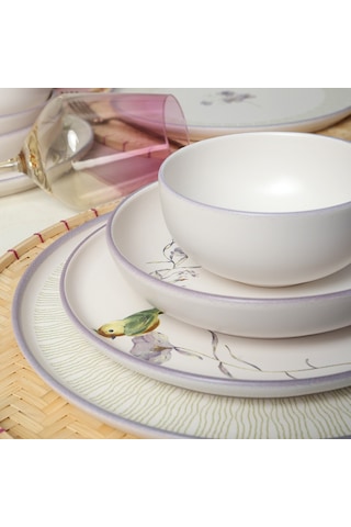 Keramika Purple Bloom Nordıc Yemek Takımı 24 Parça 6 Kişilik 22431-32 Çok Renkli