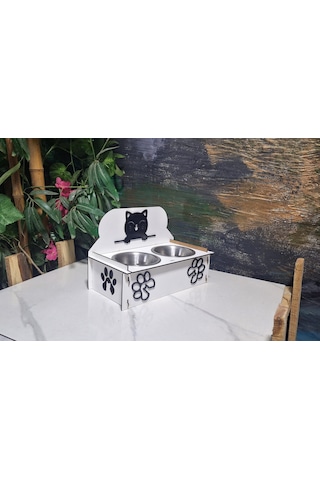 Kedileriniz Için El Yapımı Figür-ahşap Mama Kabı