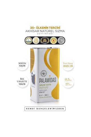 Palamidas Yeni Hasat Soğuk Sıkım Zeytinyağı Teneke 5 L