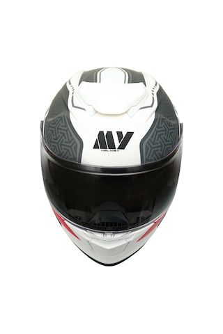 My Helmets Mks002-wrg Güneş Vizörlü Şeffaf Çene Açılır Motosiklet Kaskı Beyaz - Kırmızı - Siyah