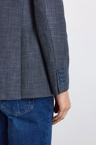 Süvari Lacivert Slim Mono Yaka Düz Pike Torba Cep Yıkamalı 6 Drop Klasik Ceket Sct2021600002-m09