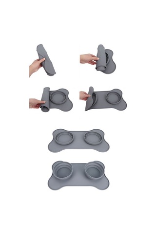 Sones Pet Silikon Katlanır Kase Mat Kaymaz Ve Isırmaya Dayanıklı Taşınabilir Besleme Kasesi