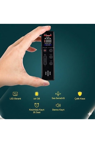 Kingboss Led Ekranlı Kb-95 64 Gb Ses Kayıt Cihazı,35 Saat Kesintisiz Kayıt, Ses Sensörlü