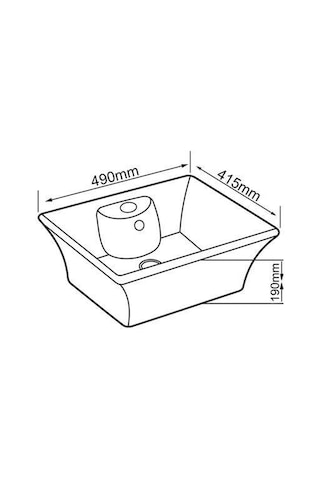 Lena - Tezgah Üstü Porselen Lavabo - E-5049- Beyaz