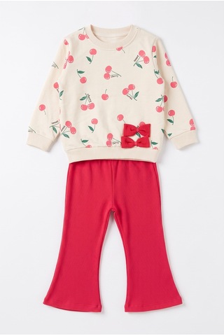 Minipomes Kız Bebek Little Cherry Eşofman Takım Pembe