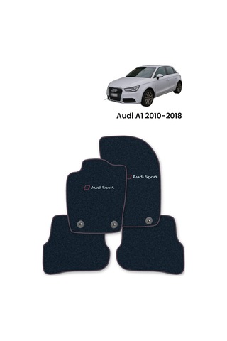 Oto Halı Paspas Seti Audi A1 8x 2010 - 2018 Uyumlu Sline Sport Kaymaz & Şık Tasarım - Siyah Sport