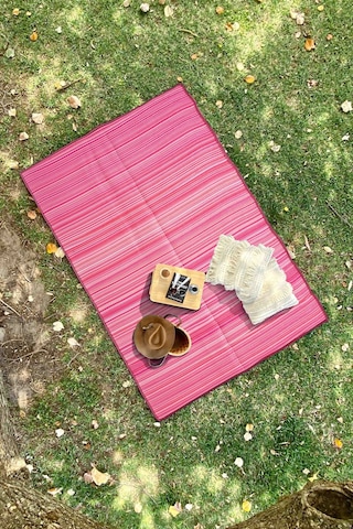 Açıp Katlanabilir Pembe Plaj Kamp Piknik Bahçe Balkon Teras Hasır Halı Mat Savan Kilim Halısı