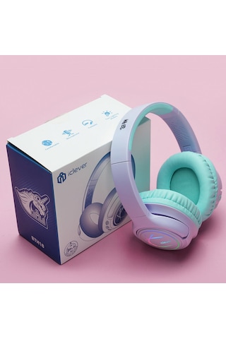4 Adet İclever Bth18 Bpa Free Led Işıklı Çocuk Bluetooth Kulaklık - Mor