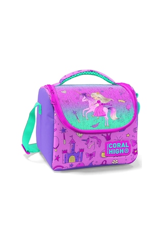 Coral High Mor Pembe Peri Kızı Ve Unicorn Kız Çocuk Yalıtımlı Beslenme Çantası