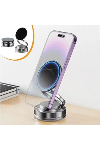 Vakumlu Manyetik Telefon Tutucu - Güçlü Vakum 360 Derece Döner Araç İçi Telefon Standı, Ultra Sabit Manyetik Destekli Mobil Cihaz Aparatı Bx40 Diğer