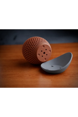 Bezos 3d Baskı Küre Saksı - Kafes Dokulu İki Parçalı Dekoratif Saksı - Kahverengi-gri Bezos1 44312196