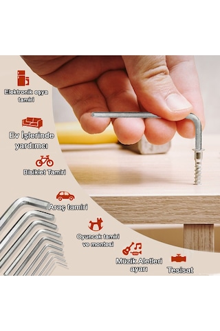 9'lu Çelik Alyan Anahtar Seti Birer Adet 2mm-2,5mm-3mm-3,5mm-4-5mm-6mm-8mm-10mm