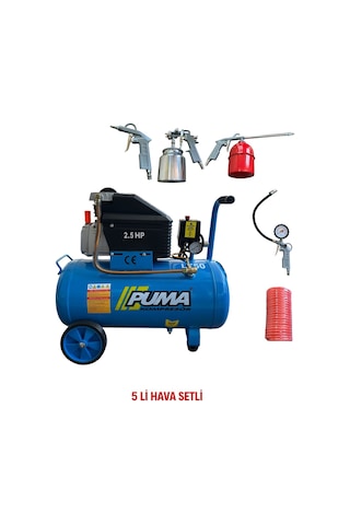 Puma PZHVL50LT 50 L Kompresör + 5'li Hava Seti