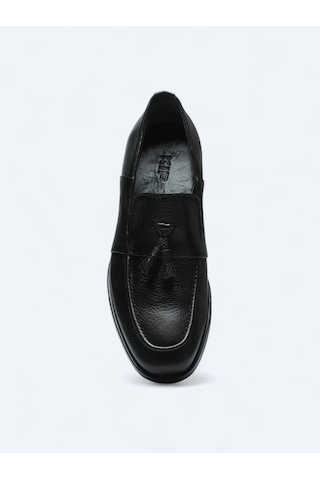 Siyah Deri Klasik Loafer Siyah