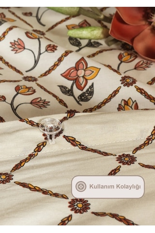 Elart Terra Nevresim Takımı Çift Kişilik Ranforce Çarşaf Tarçın Turuncu