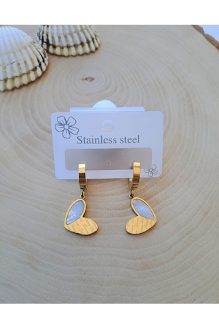 Dali Shop Sallantılı Çelik Kalp Küpe Altın