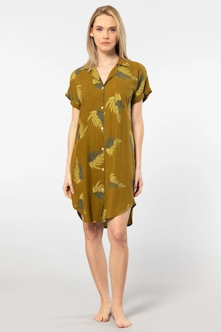 Türen 3601 Kadın Kısa Kollu Dokuma Gömlek Elbise -haki Haki