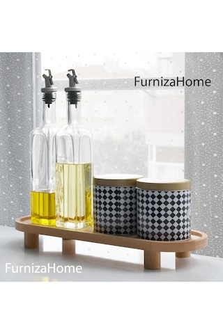 Çok Amaçlı Ahşap Ayaklı Düzenleyici Sunumluk Servis Tabağı Ayaklı Sunumluk Mutfak Banyo Stand Açık Renk Ahşap