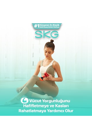 Skg F3 Masaj Tabancası, Red, 4 Darbe Yoğunluğu, Farklı Bölge İçin 4 Modüler Masaj Başlığı Kırmızı