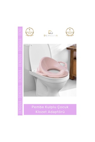 Çocukklozet Ergonomik Güvenli Hijyenik Kaymaz Tuvalet Eğitimi Pembe Kulplu Çocuk Klozet Adaptörü Çok Renkli