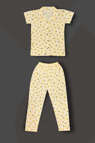 Genel Viskon Düğmeli Kadın Pijama Takımı Sarı