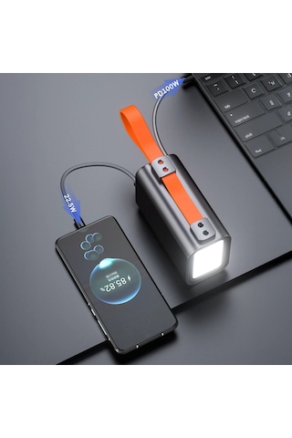Venandin Opulix Pwb30b1 30.000 Mah Led Göstergeli 22.5w 100w Hızlı Kendinden Kablolu Powerbank Siyah