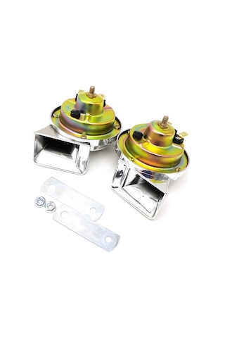 Fortunelane 12v Çift Tonlu Salyangoz Klosu - 115db, Abs Malzeme, Kolay Kurulum, 2 Adet Gümüş Renkli