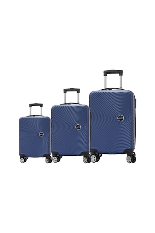 Escape Vlz 072-set Abs 8 Tekerlekli Büyük, Orta, Kabin Boy Valiz, Bavul Seti, Lacivert