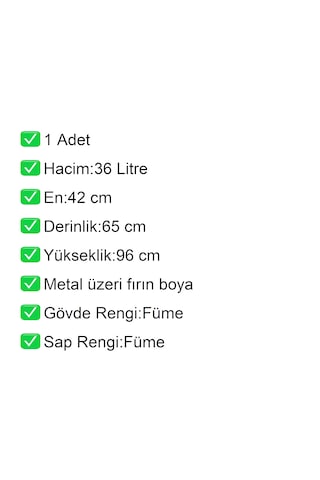 Ma36 Şarküteri Ve Kuruyemiş Metal Market Arabası 36 Litre Füme / En:42 Boy:65 Yükseklik:96 Cm