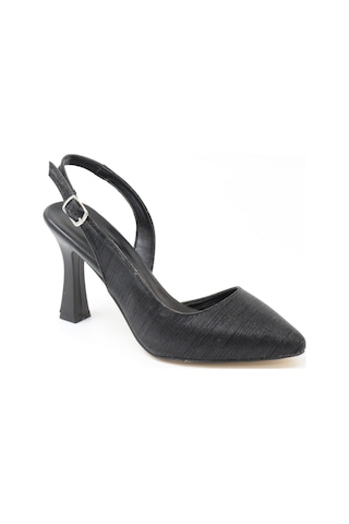 Nesilshoes Nesil Shoes Tam 181 Siyah Simli Topuklu Kadın Sandalet