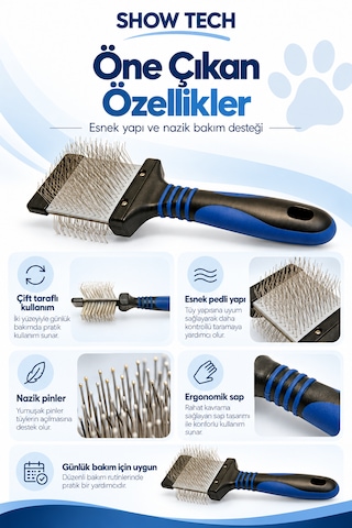 Showtech Twin-flex Esnek Pedli Köpekler İçin Çift Taraflı Fırça Small