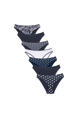 New Lilla 18001-2 Kadın 7'Li Star In Love Bikini Külot Paketi Lacivert