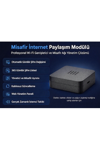 Misafir İnternet Paylaşım Modülü Otomatik Şifre Rotasyonlu, Yönetilebilir Wi-fi Genişletici