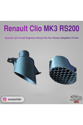 Renault Clio Mk3 Rs200 Uyumlu Fren Soğutma Sis Farı Kanal Adaptörü 51mm