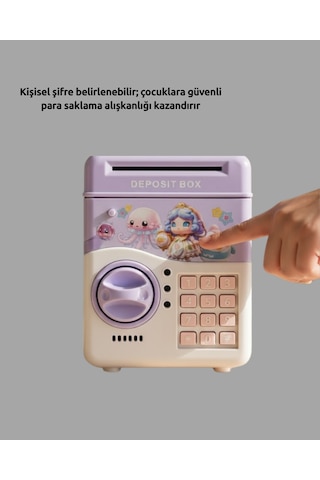 Mor Otomatik Para Girişli Elektronik Şifreli Kumbara - 5000