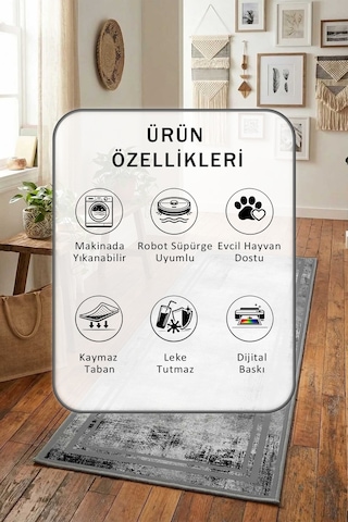 Yıkanabilir Yolluk 31 Gri
