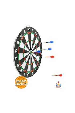 Çift Taraflı Dart Tahtası Oyun Seti Oklu - 6 Adet Oklu Oyuncak Dart