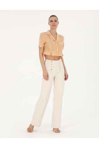 Pierre Cardin Kadın Krem Pantolon Kanvas-chino 50289795-vr071
