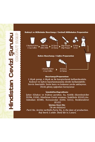 Oze Hindistan Cevizi Şurubu 50 ML