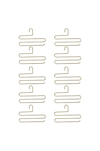 10'lu Dolap İçi 3 Katlı Gold Pantolon Askılık - Metal Paslanmaz Gold