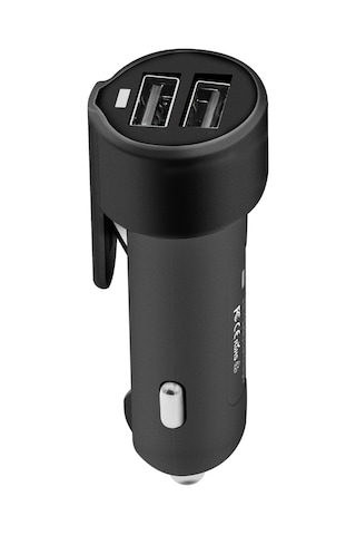 Shineyee C5191 Siyah Abs Ve Aluminyum Oto Şarj Cihazı, 12-24v Giriş, 5v/3.1a Toplam Çıkış, Çift Usb Port Tek Portta 2.4a